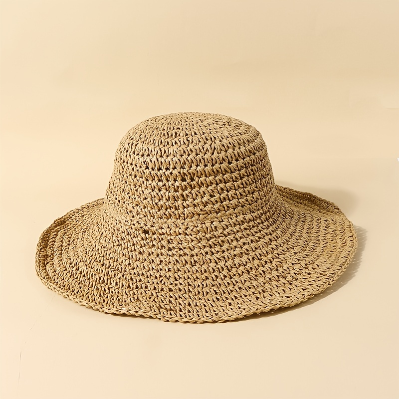 Women's Crochet Big Brim Straw Hat Beach Sun Hat