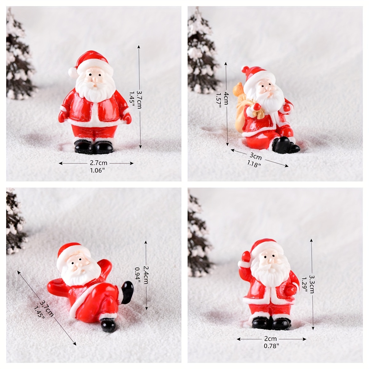 Christmas Decoration Santa Claus Snowman Mini Home Landscape Decoration  Snow Resin Craft Gift Mini Statue Accessories DIY