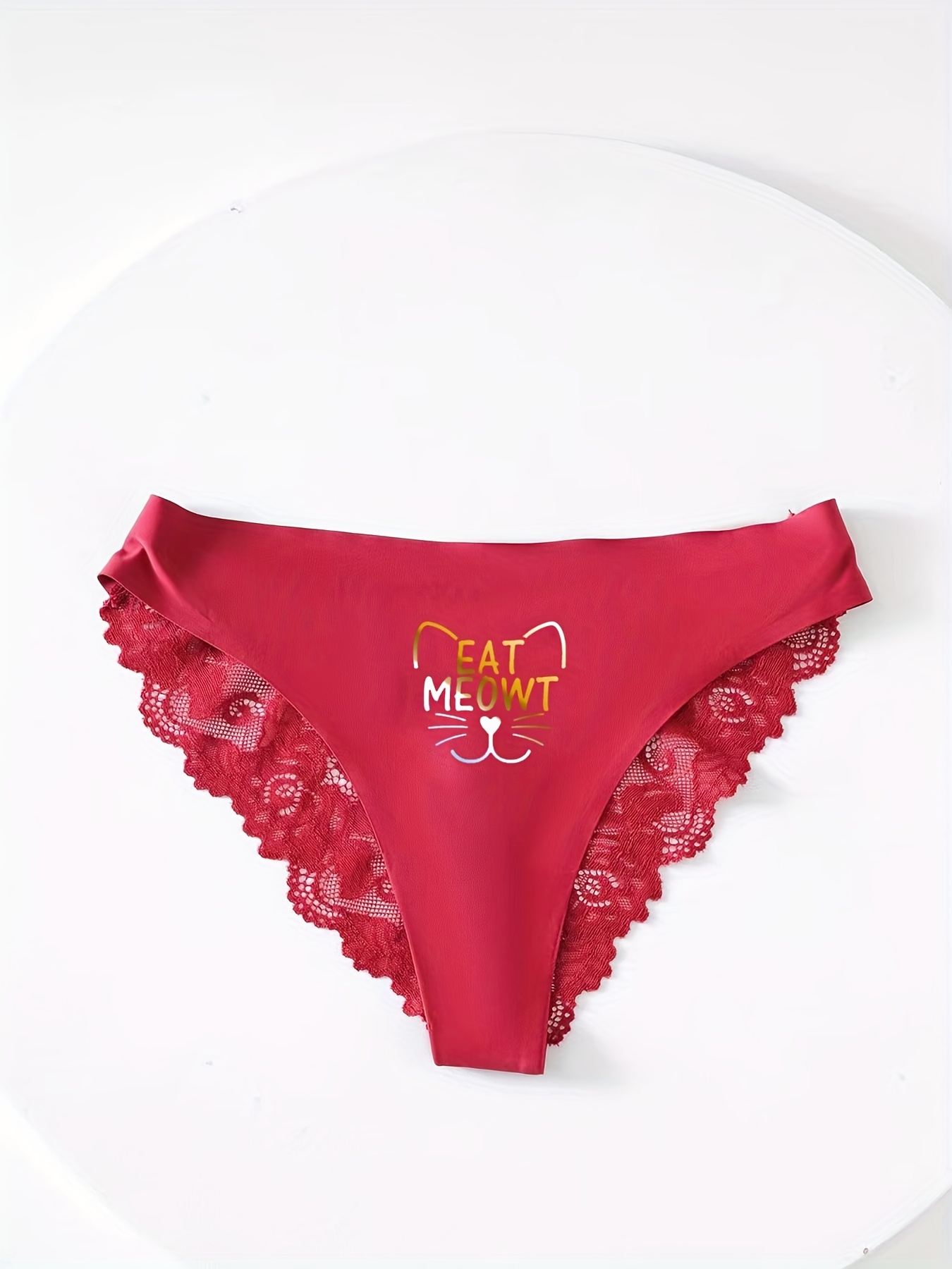 Plus Size Cute Panties Set Women's Plus Floral Heart Cat - Temu