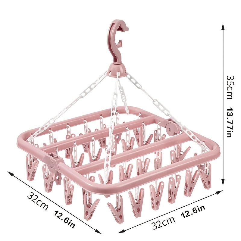 Plastic Multipurpose Square 32 Clip Hanger For Baby Clothes ( Assorted  Colour)