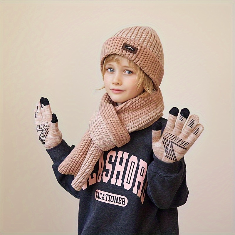 Children's Hat Scarf Gloves Winter Girls' Outdoor - Temu