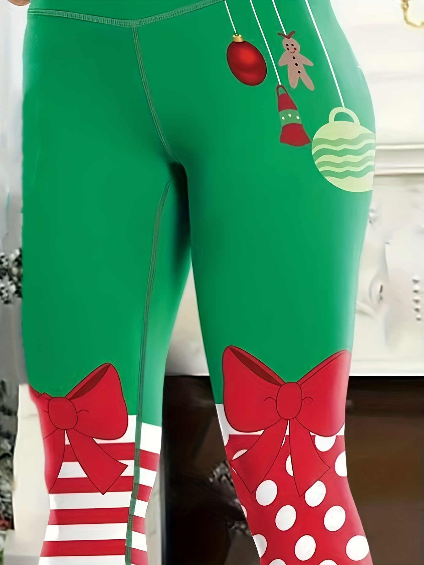 Christmas Color Block Print Yoga Pants, High Elastic Butt Lifting Running  Sports Leggings, Women's Activewear