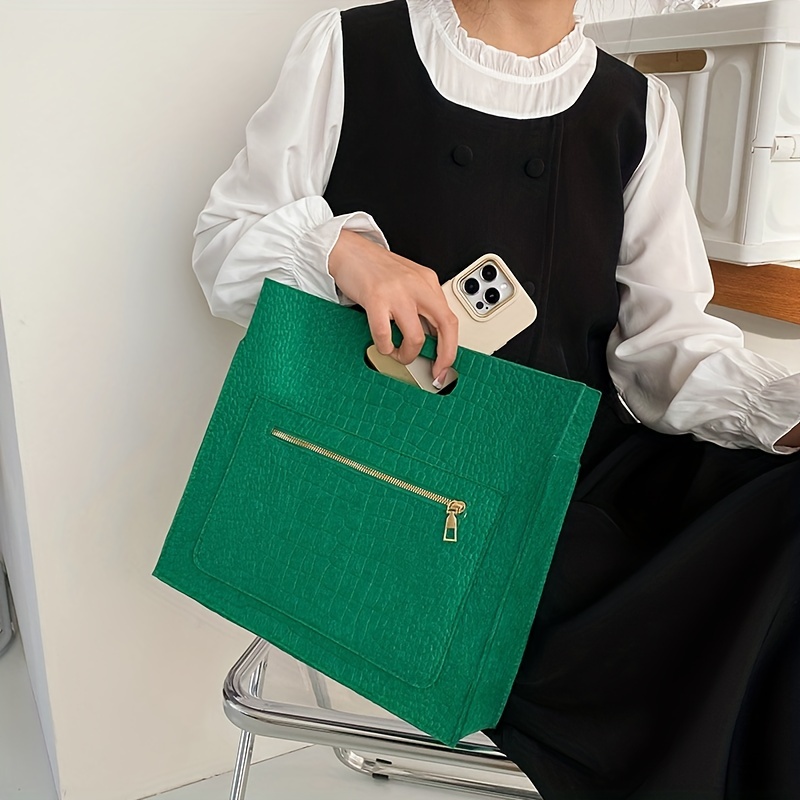 Crocodile Embossed Felt Handbag Women's Clutch Purse