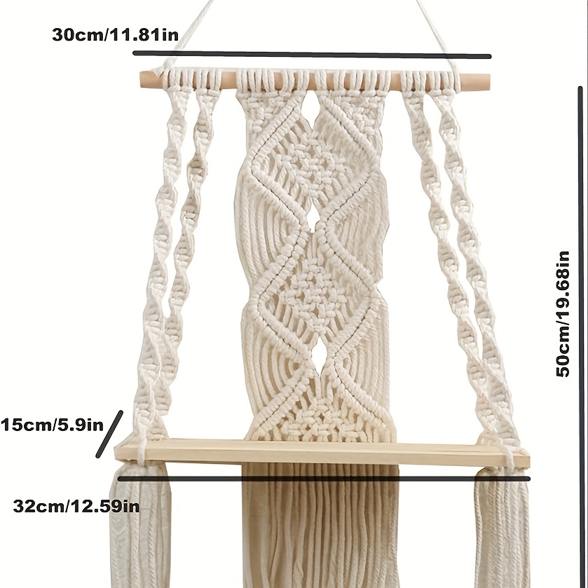 1pc Scaffali Sospesi Parete Appendiabiti In Legno Macrame - Temu Italy