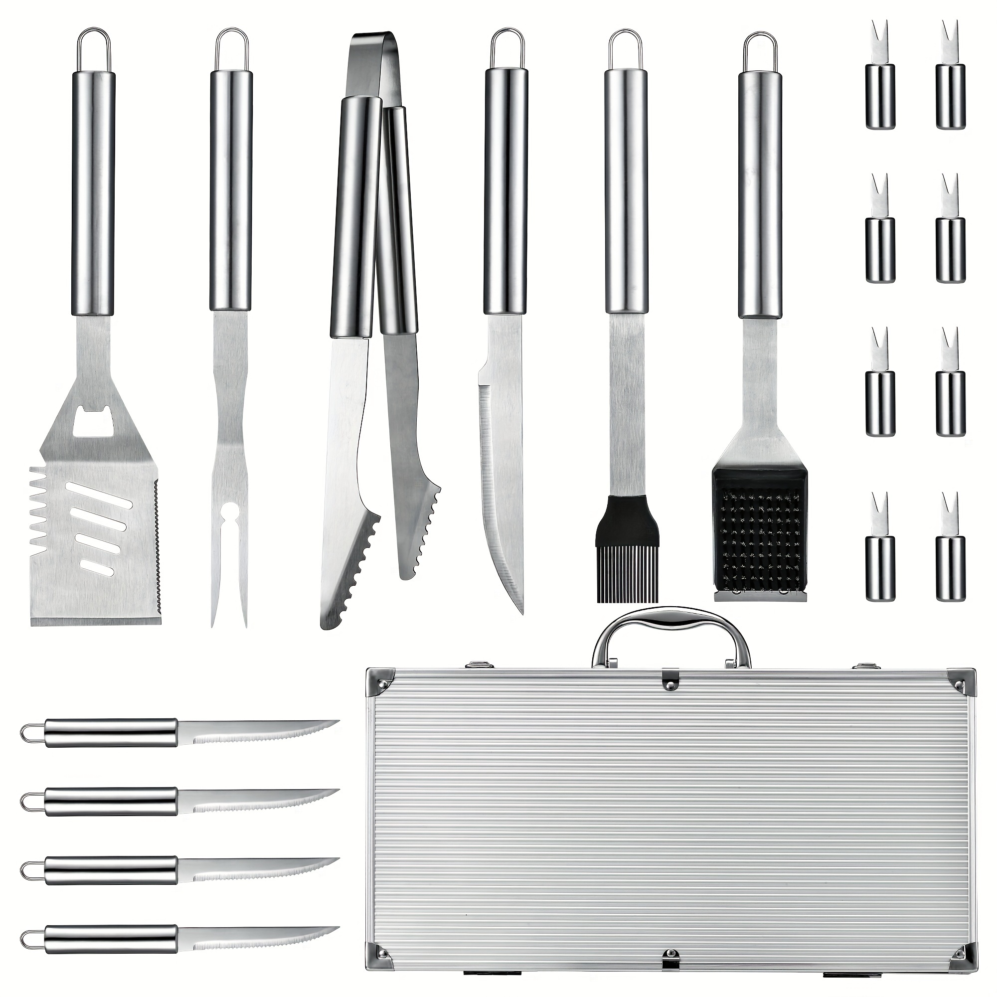 Heavy Duty Bbq Grill Accessories, Grill Utensils Set, Stainless Steel Bbq  Tools Set, Grilling Accessories With Storage Case Gift Kit For Camping  Backyard Barbecue, Father's Day Gifts - Temu Denmark