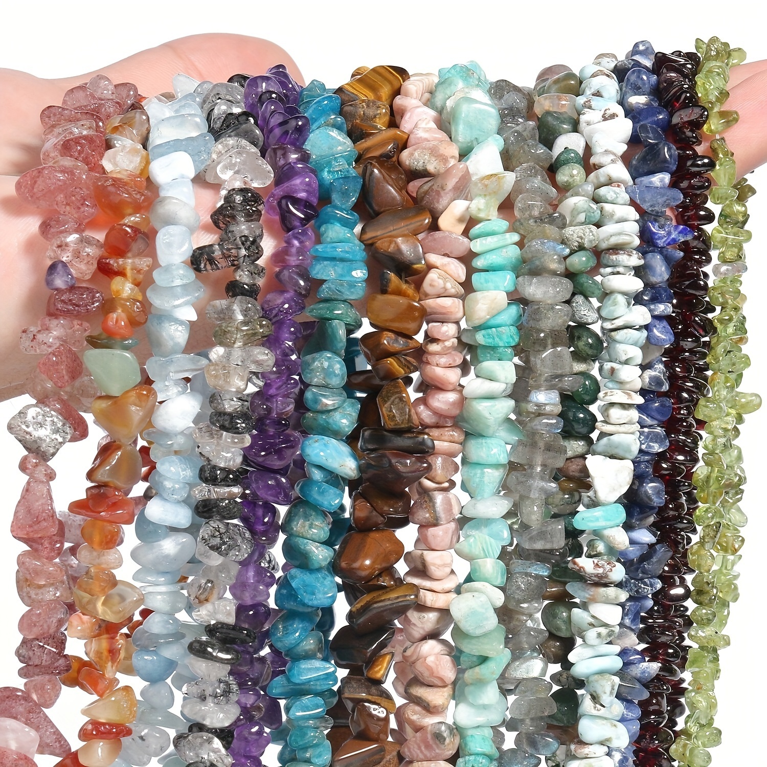 Multi Color Polished Stone Rock Bead Lot for Crafts Jewelry Making 8  Strands