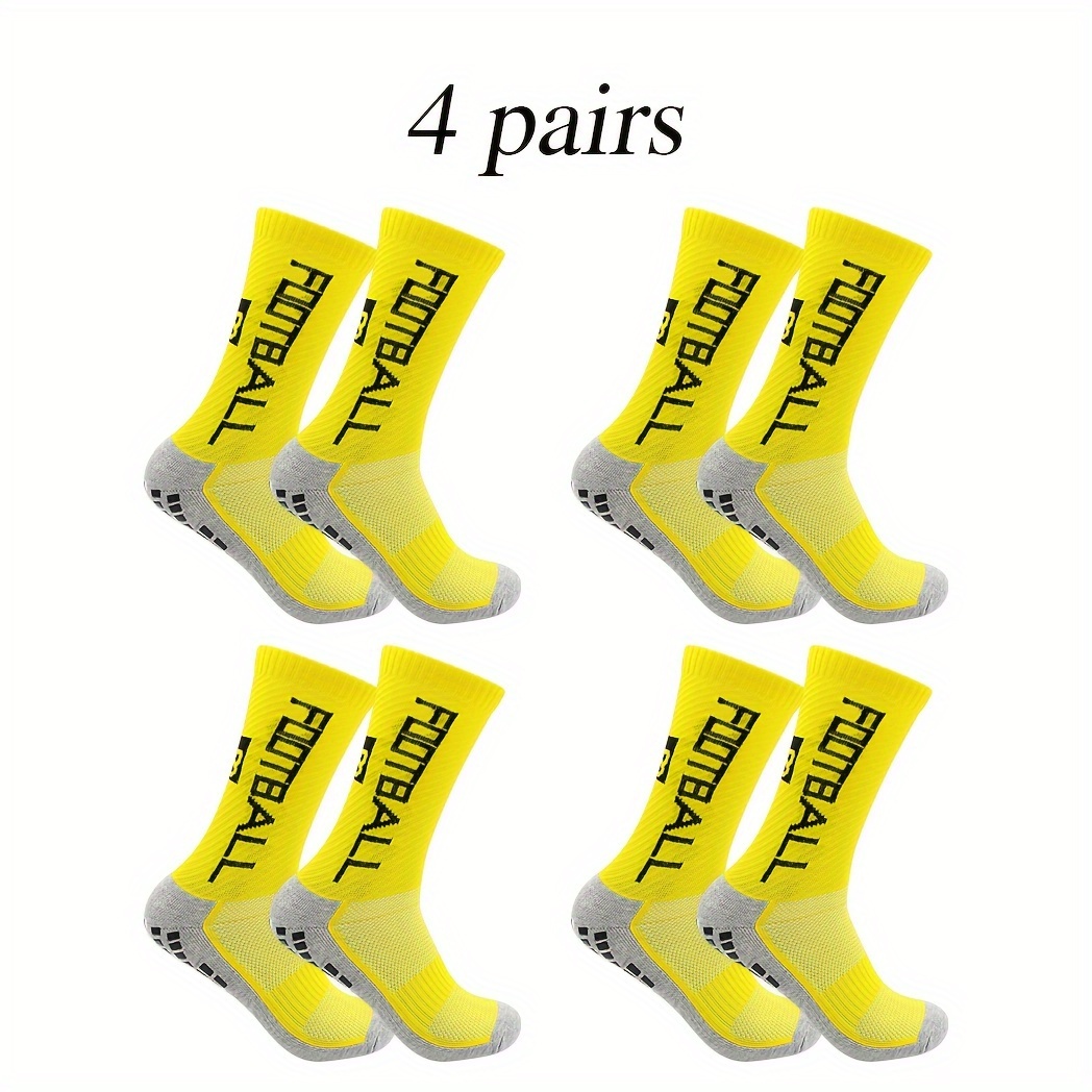 4 Pairs Non Slip Soccer Socks Breathable Crew Socks