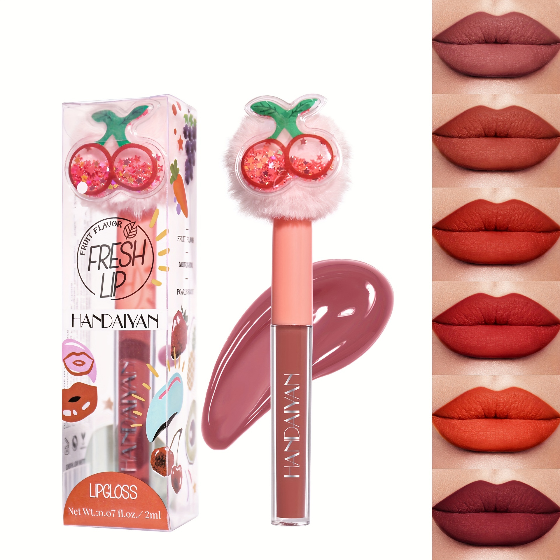 Lip Gloss Fruit Flavo Color Hair Ball Lip Gloss Mirror Face Dudu