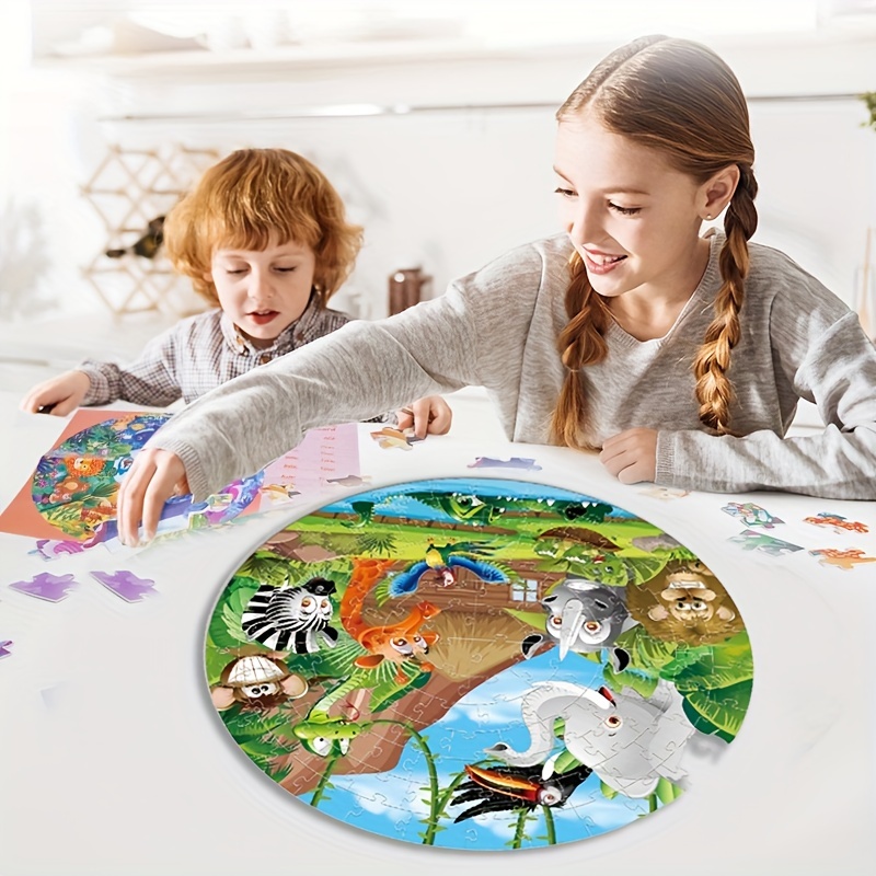 Puzzle Enfant, 128 Pièces Puzzle Animaux Enfant, Jouet Puzzles