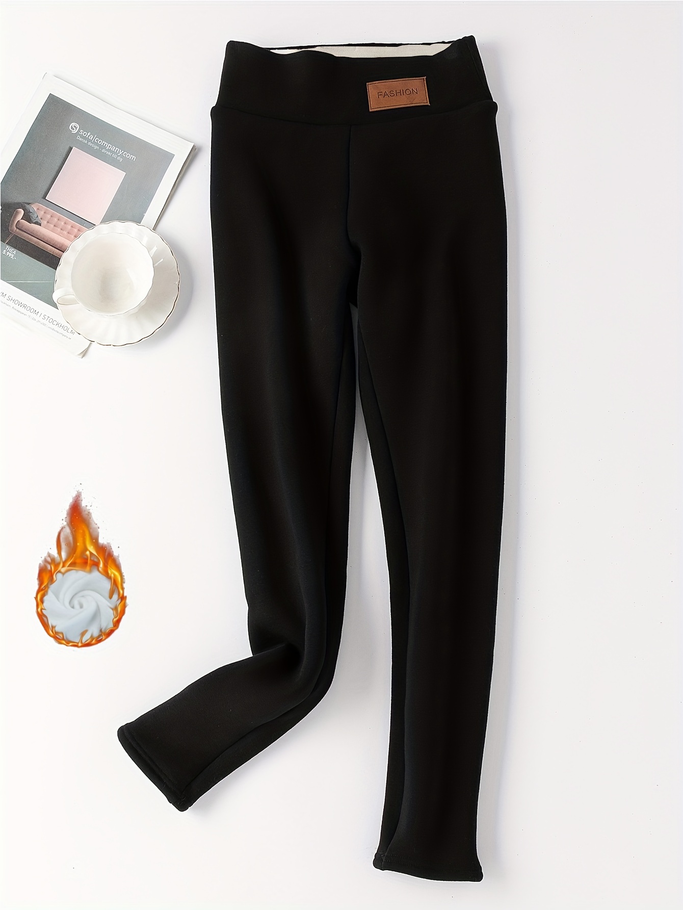 Pantalones térmicos con forro de felpa, calzas elásticas suaves y cómodas  para la temporada, lencería y pijamas para mujer
