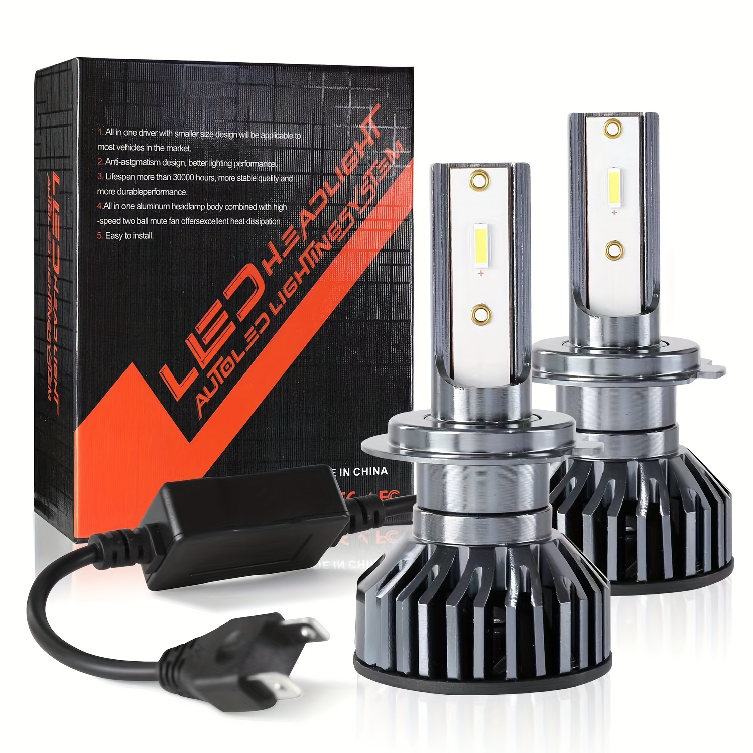 2Pcs Mini CSP H4 H7 LED Car Headlight Bulb 20000LM 3000K 4300K 6000K 8000K  Turbo Lamps