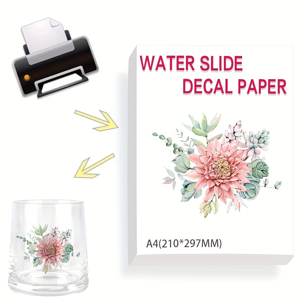 Printers jack Water Slide Decal Paper Inkjet CLEAR and WHITE 40 Sheets A4  Size Premium Water-Slide Transfer Paper Printable Water Slide Decals for
