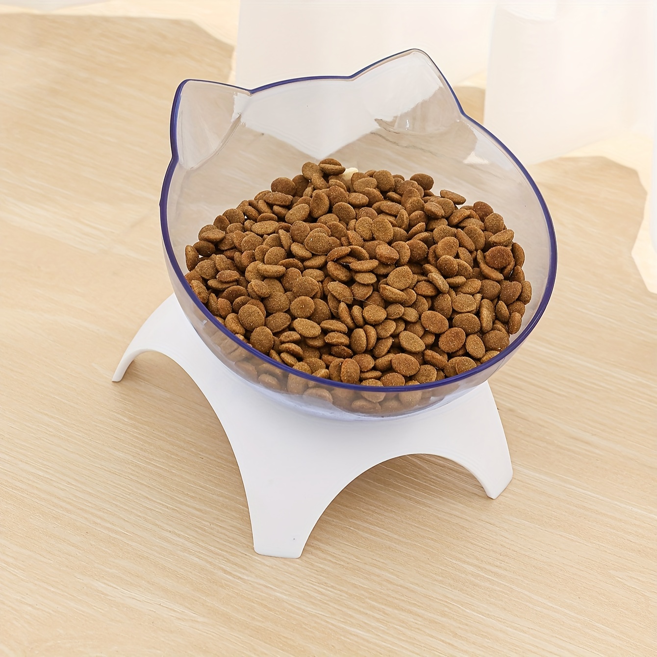 Elevated Transparent Cat Food Bowl With Slanted Stand - Temu