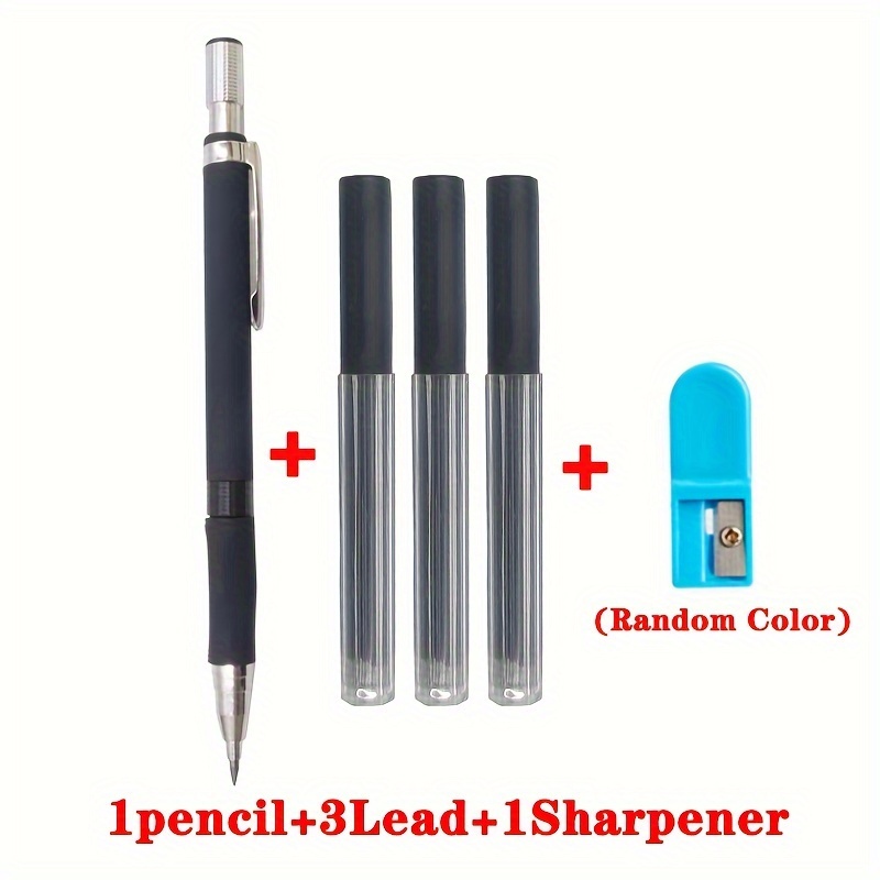 Image of 1pencil +3 Box + 1 Pencil Sharpener Random Color 2.0mm Drawing Painting Mechanical Pencil Lead Set Students Supplies Office School Kawaii Stationery Painting Writing