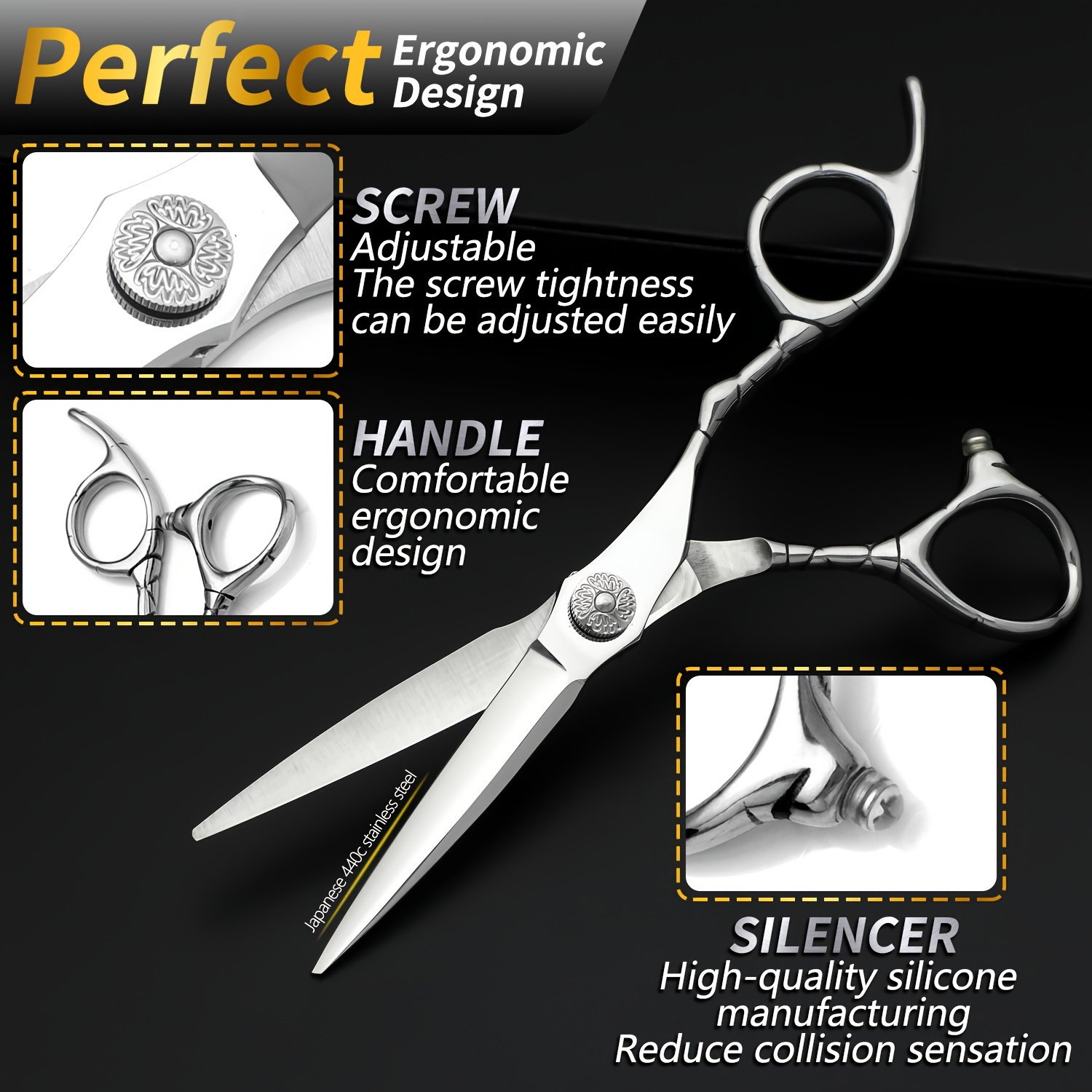 Hair Cutting Scissors, hair cutting scissors professional Barber Scissors  6.5 inch Right-Hand Razor Edge Salon Hair Cutting Shears Made of Japanese