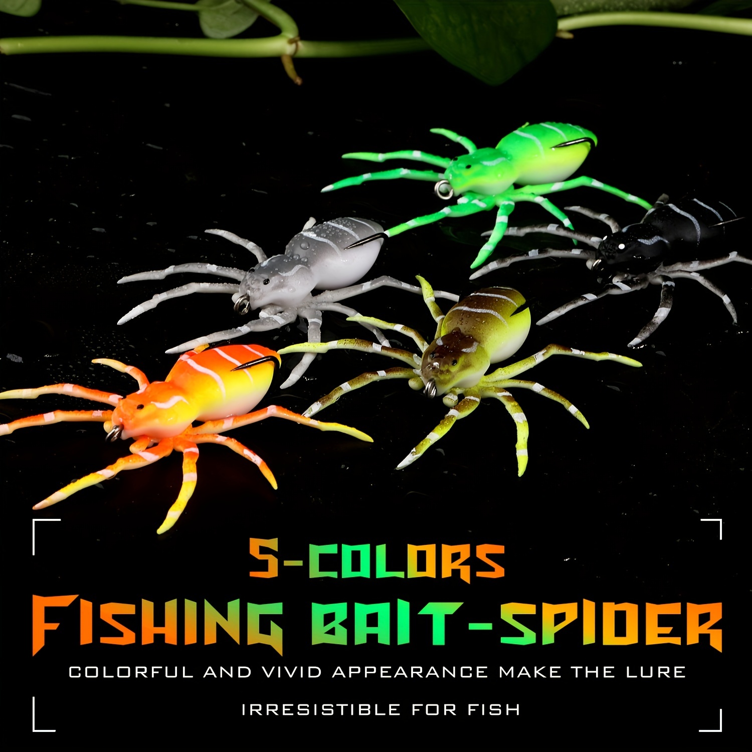 Sougayilang 5pc Spider Fishing Lure Realistic Spider Bait Artificial  Fishing Soft Lure Silicone Phantom for Freshwater Saltwater