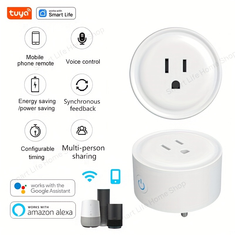 Smart Plug Amysen - A Certified & Alexa, Echo & Google Home – Only WiFi 2.4G  (4- Pack) (C LED Green) 
