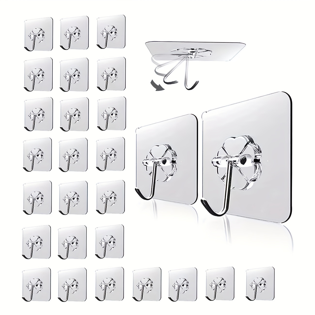 8pcs Wall Hook Stainless Steel Multipurpose Traceless Hook Home Sticky Hook