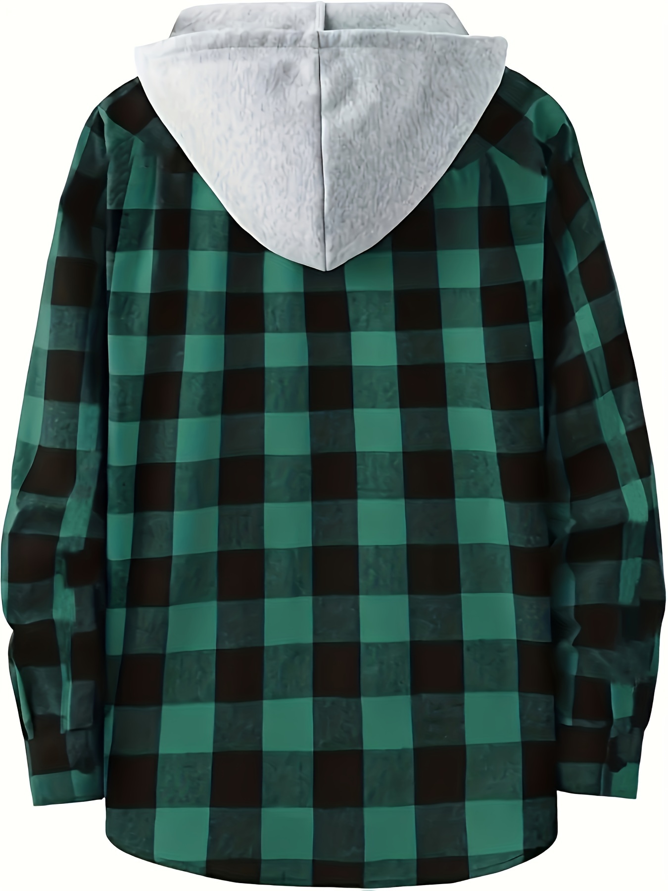 Plaid Pattern Men's Long Sleeve Hooded Shirt Jacket Chest - Temu