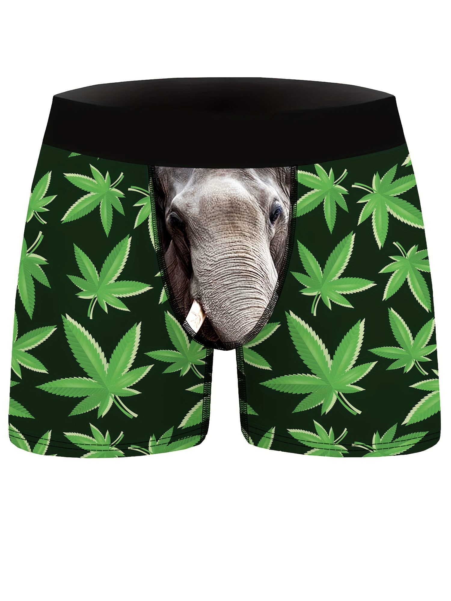 Green Leaf Elephant Trunk Underwear High Stretch Boxer - Temu Canada