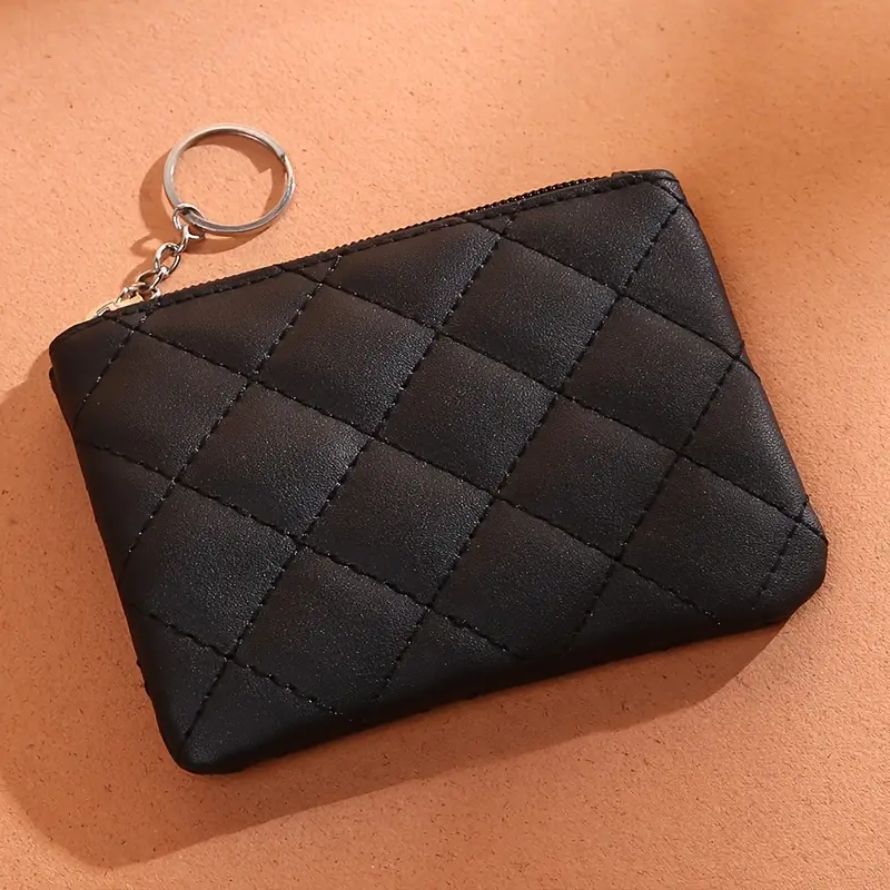 Argyle Embroidery Coin Purses, Fashion Faux Leather Wallet, Mini Square  Card Storage Bag - Temu
