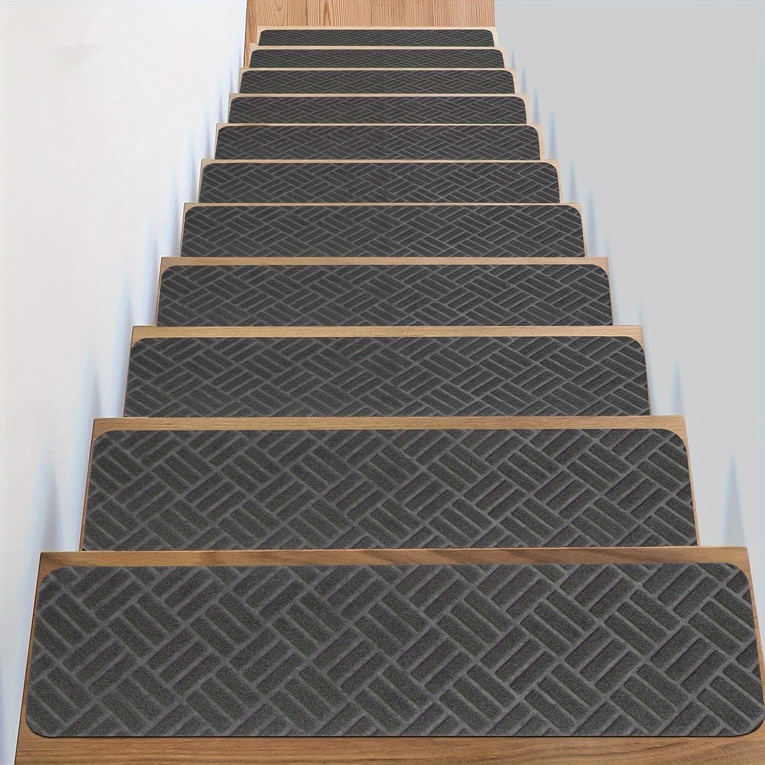 Stair Treads Set Indoor Wood Floors Non Skid Slip Carpet Rugs Pads  Grey/Brown