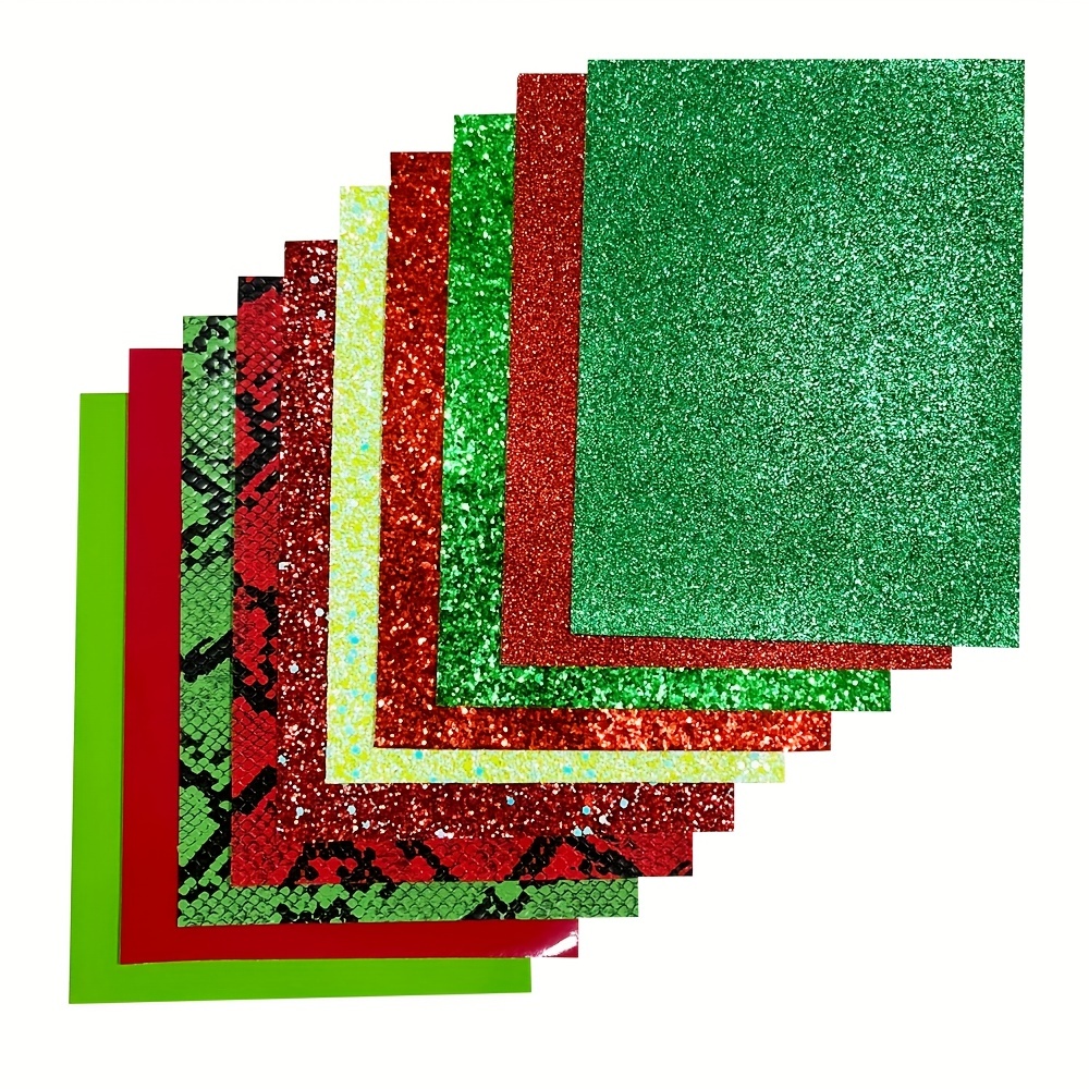 Christmas Chunky Glitter Fabric Red Green Faux Leather Sheets Handmade Bags  Earring Phonecase Party Gifts Crafts Decoration DIY Hairbow Accessories