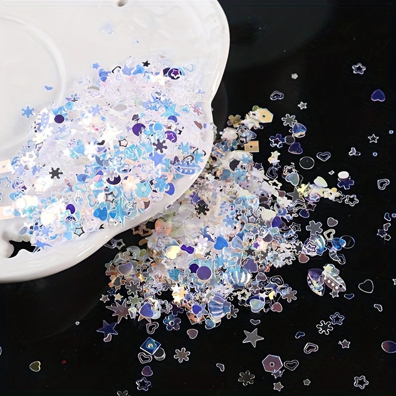 Heart Shaped Glitter Flakes Nail Glitter Sequins Set - Temu