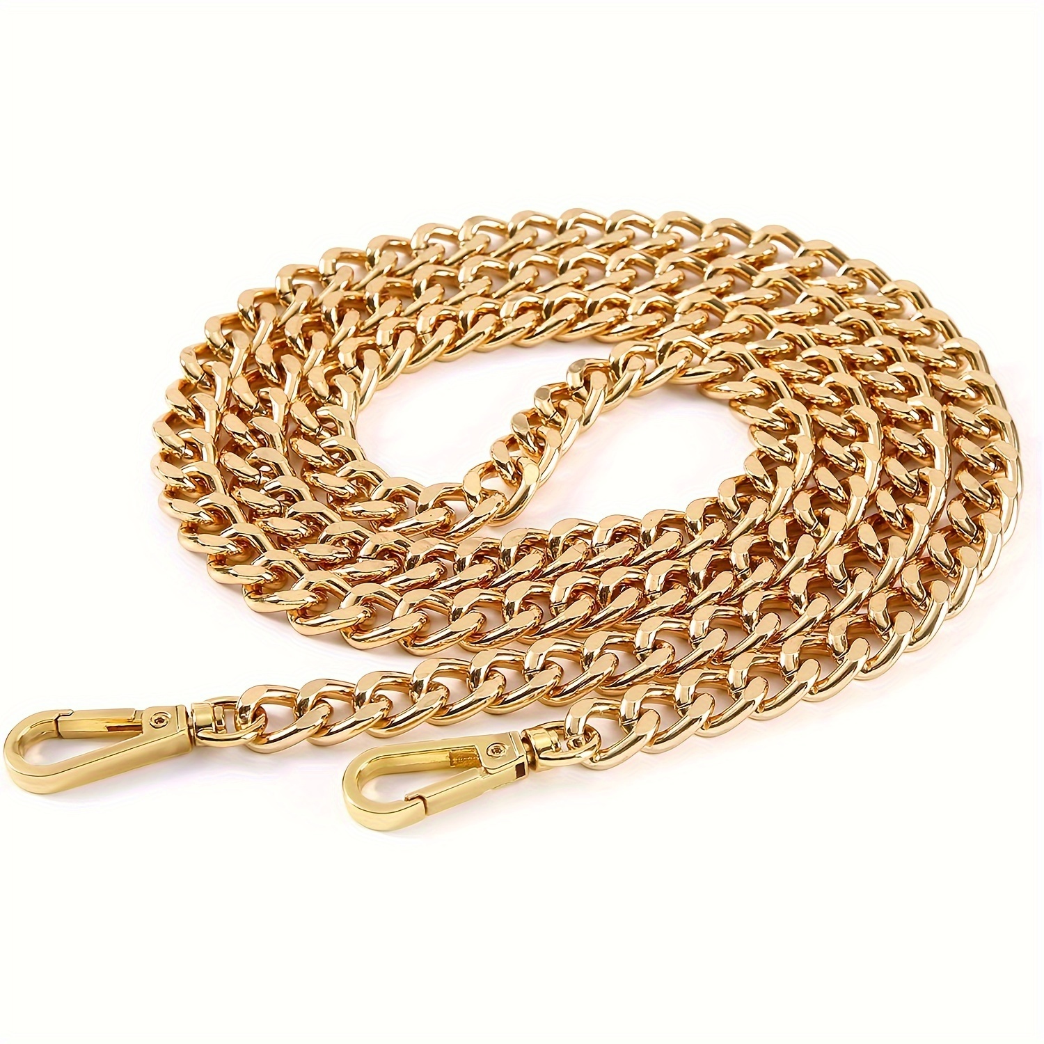 2d Flat - Aluminum Bag Chain Flat Chain Strap Purse Chain Additions Purse Straps Shoulder Cross Body Replacement Straps, Bag Extender With Metal Buckles, Wallet Making, Diy Wallet Making