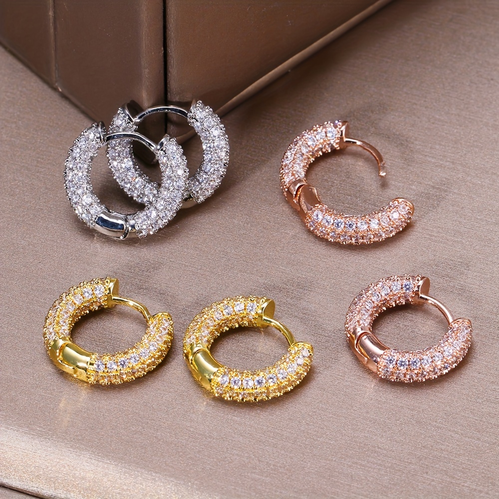 

1pair Fashion Simple Cubic Zirconia Hoop Earrings For Men For Daily Wear, Holiday Jewelry Gift