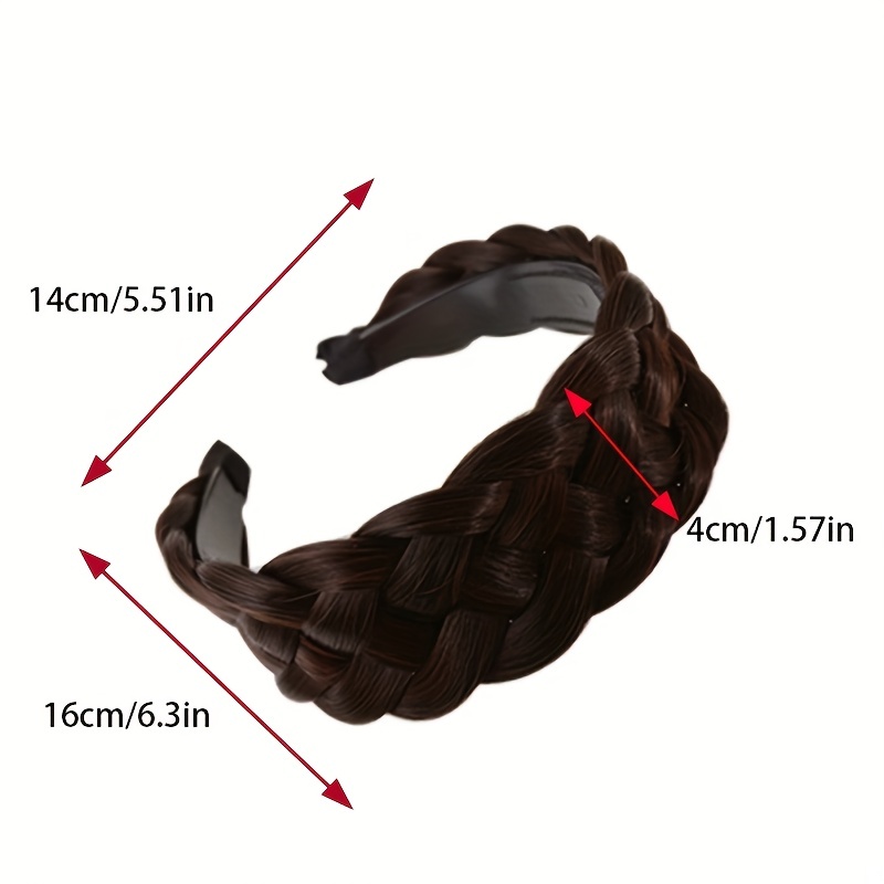 TOECWEGR Wide Fishtail 9 Strands Synthetic Hair Braided Headband Thick  FluffyElastic Shape Ladies Beauty accessory Headband (Fluffy hair band 1b)