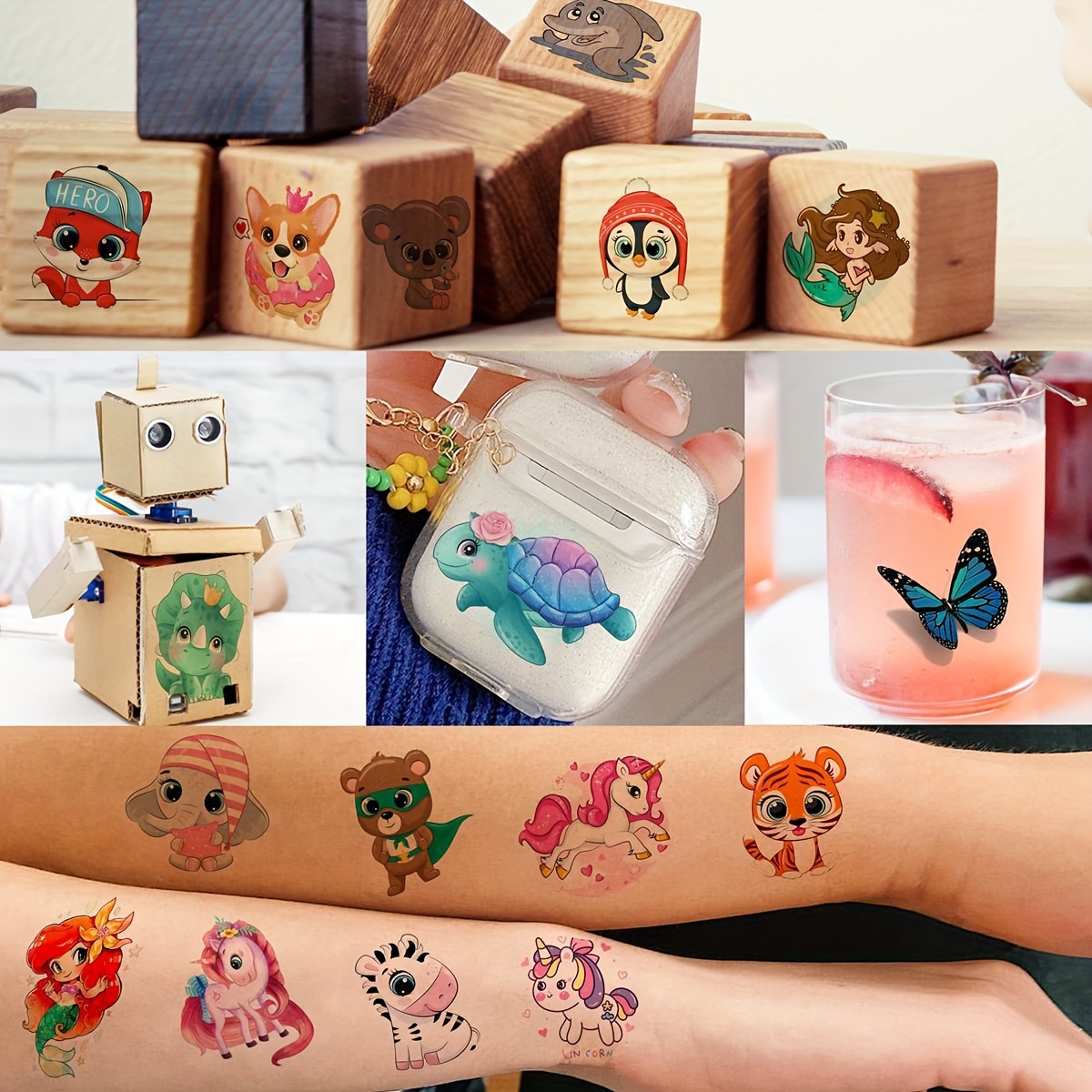 50 Pcs Lindos Tatuajes Temporales 3d Dibujos Animados Niños - Temu