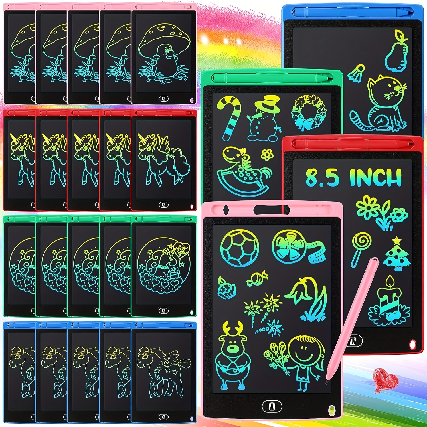 TEKFUN 3 Lot Tablette D'éCriture LCD Pour Enfants,8.5 Pouces