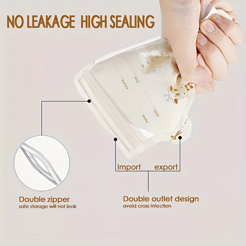 Durevoli sacchetti riutilizzabili per la conservazione del latte materno  con tappo di tenuta Elementi essenziali per l'allattamento al seno