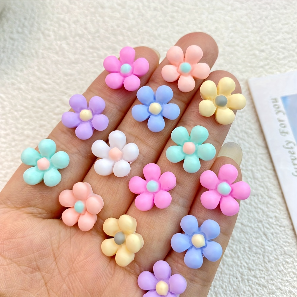 

30pcs Resin Cute 3d Colorful Flower Shapes Resin Nail Art Decoration, 3d Charms Nail Accessories, Manicure Art Decoration For Women Girls Easter