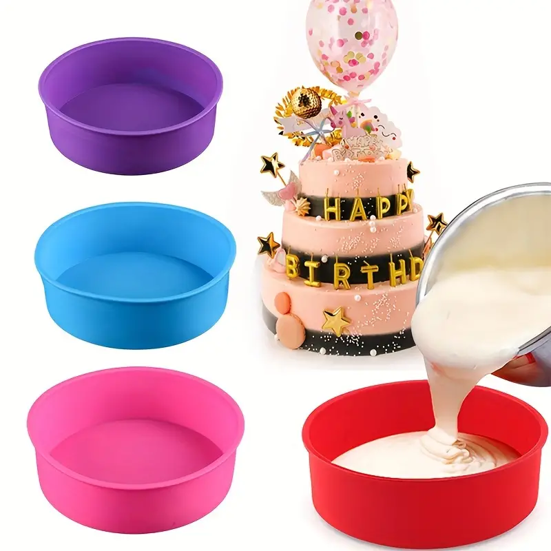 Round Cake Pans Silicone Molds For Baking Nonstick Quick - Temu