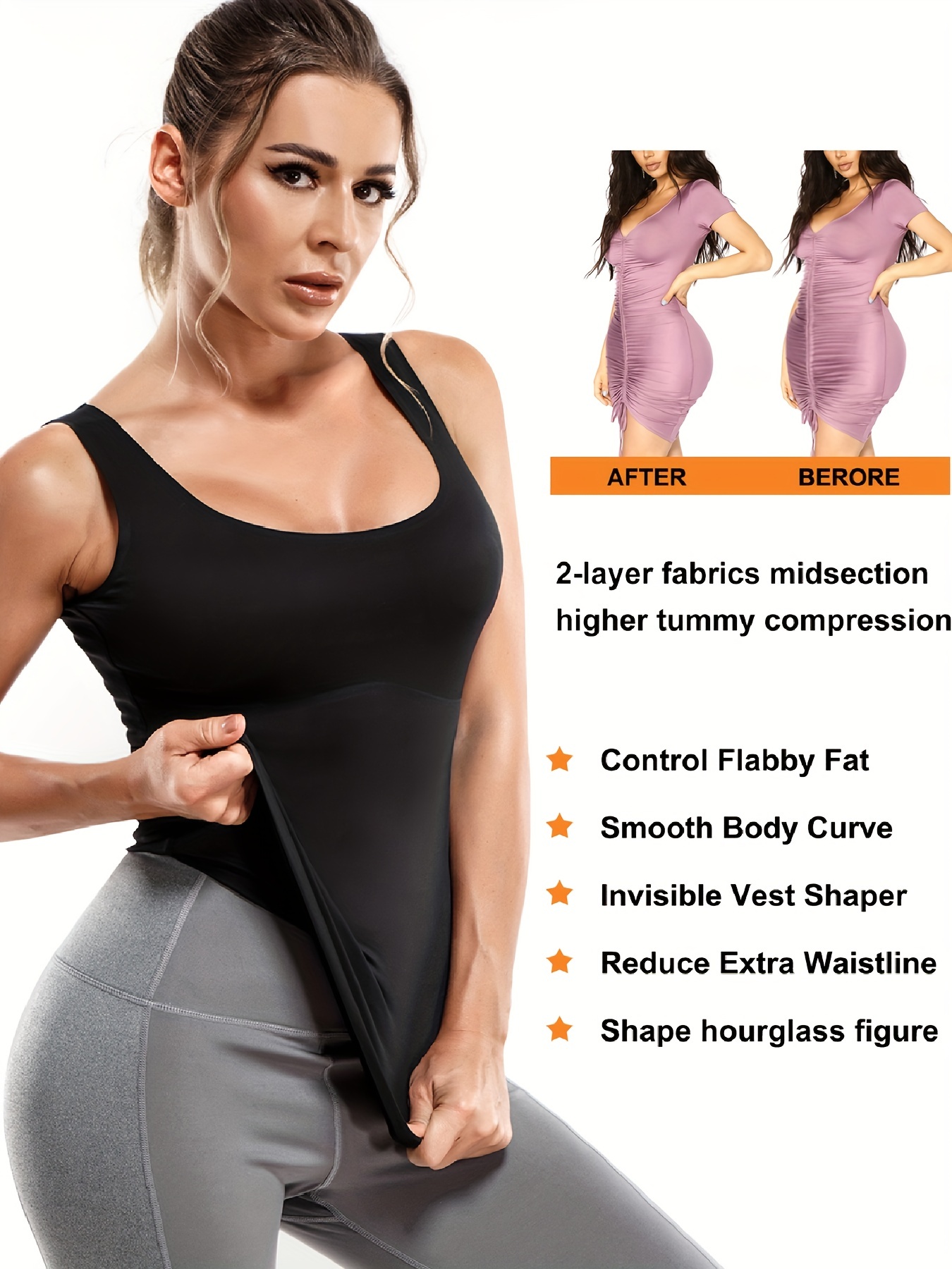 Fashion Women's Wasit Trainer Tummy Control Shapewear Tank Tops Seamless Invisible  Body Compression Top Slimming Underwear