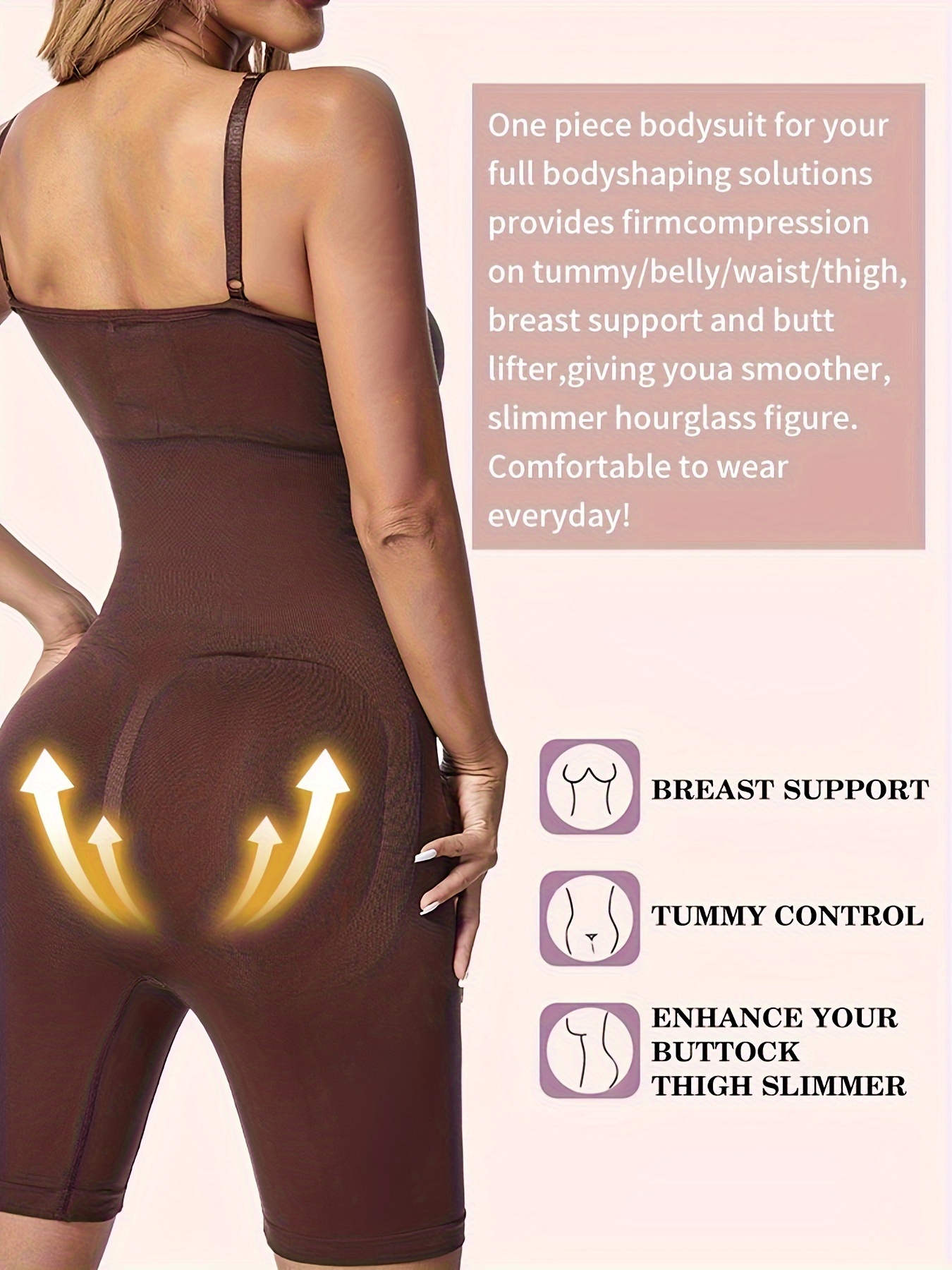 Seamless Firm Tummy Compression Bodysuit Shapwear With Butt Lifter