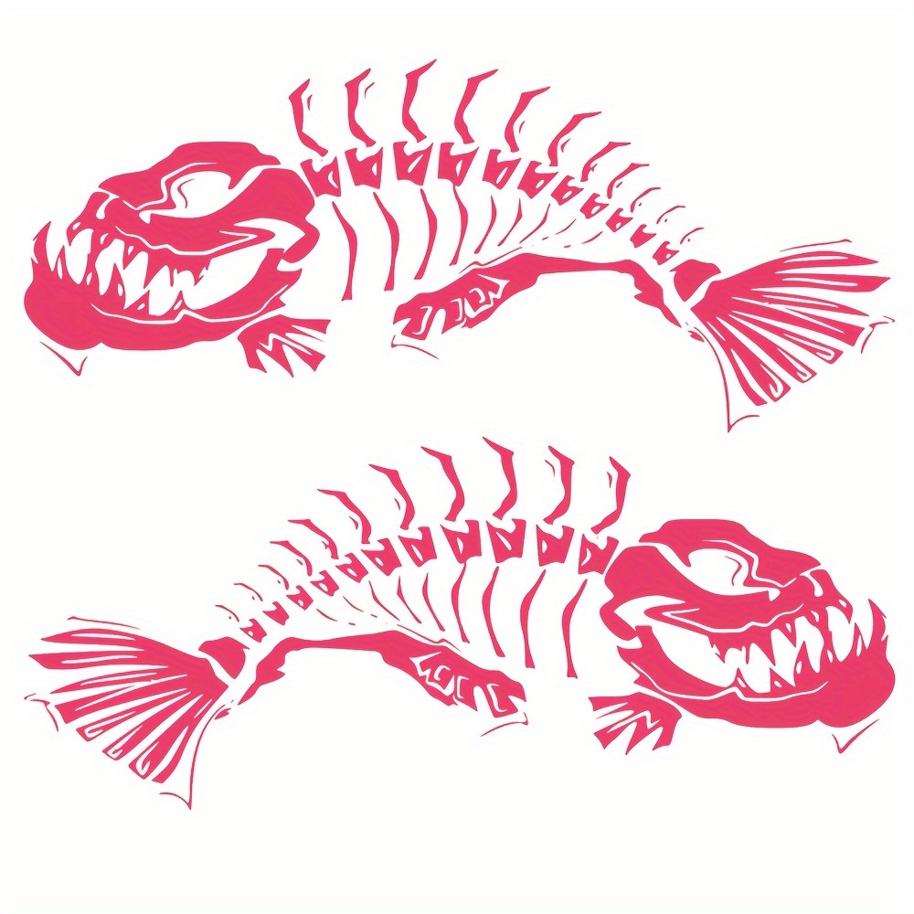 1Pair Black Fish Skeleton Decals Decoration Sticker For Boat Kayak