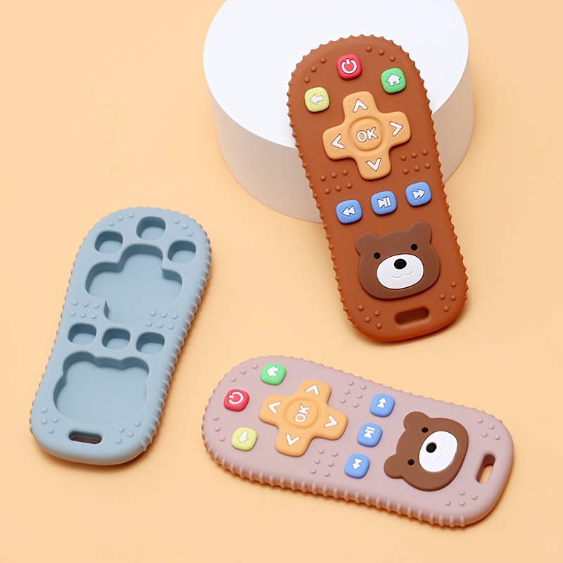 food grade silicone teether remote control shake comforter anti eating hand toy details 2