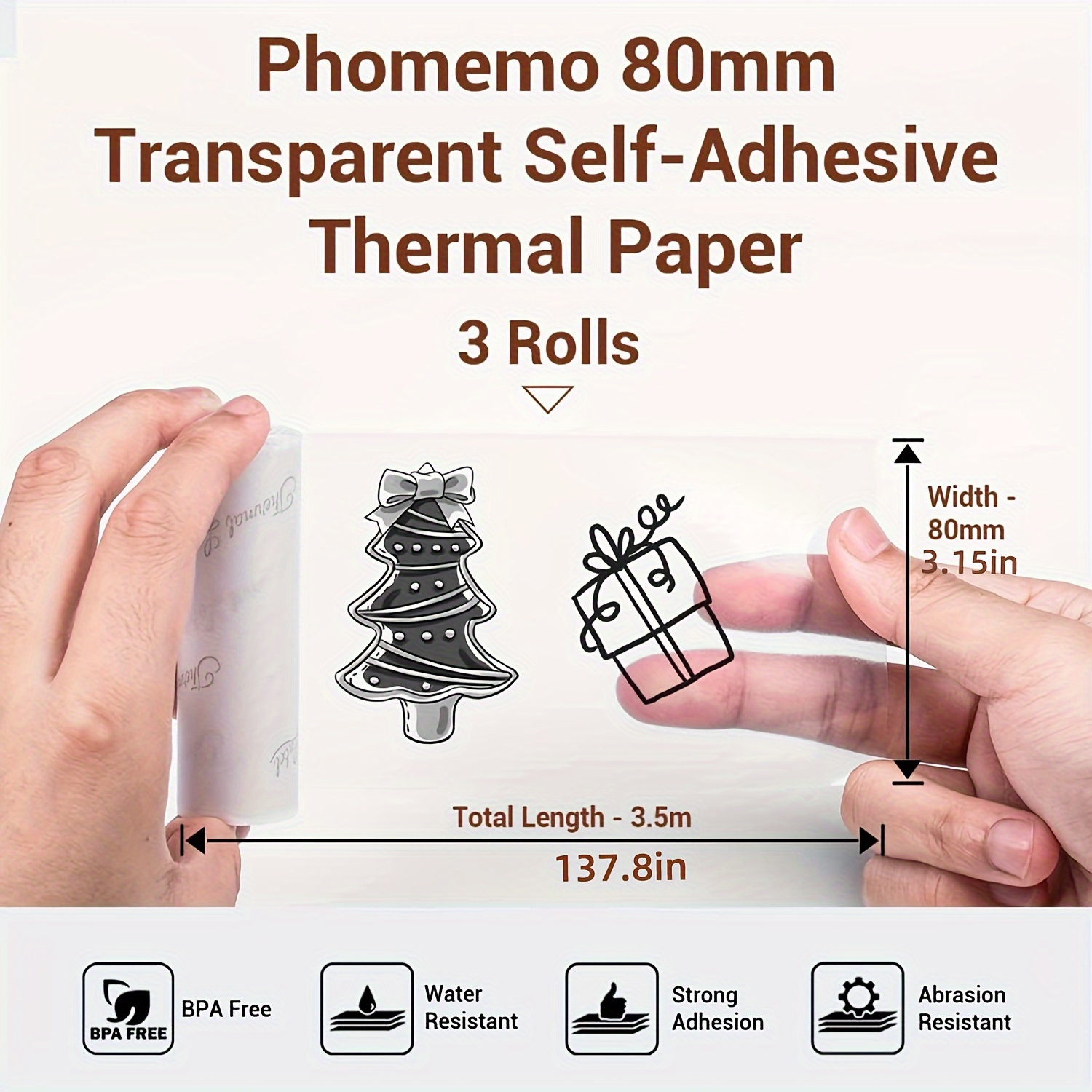 Phomemo Papier Autocollant Thermique, Semi-transparent/Paillettes