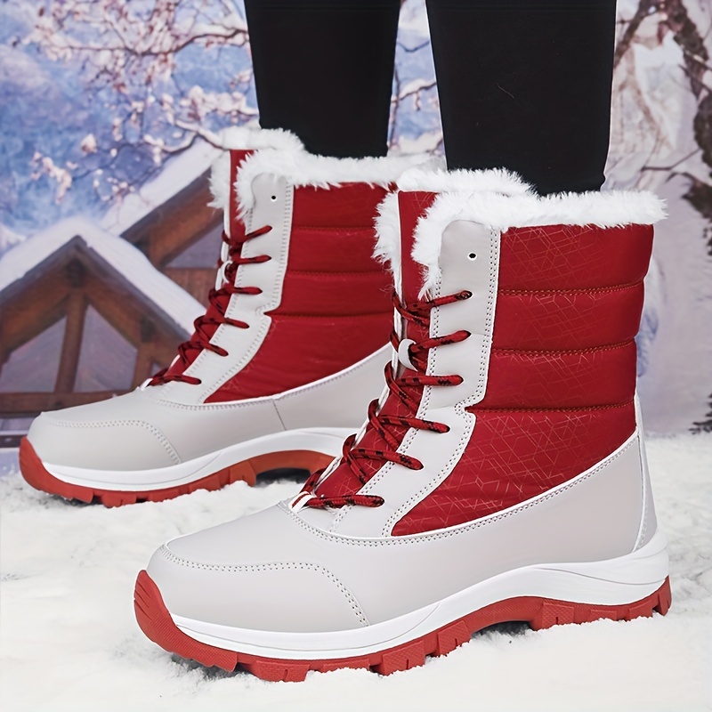 Women's Snow Boots Lace Up Platform Comfortable Walking Shoes