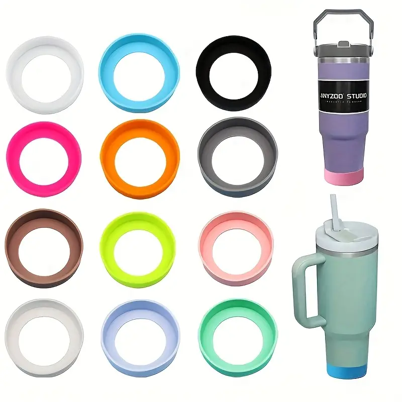 Non-slip Silicone Cup Sleeve For Tumbler With Handle - Protective Cushion  And Solid Color Bottom Cover - Cup Accessories For Enhanced Grip And  Durability - Temu