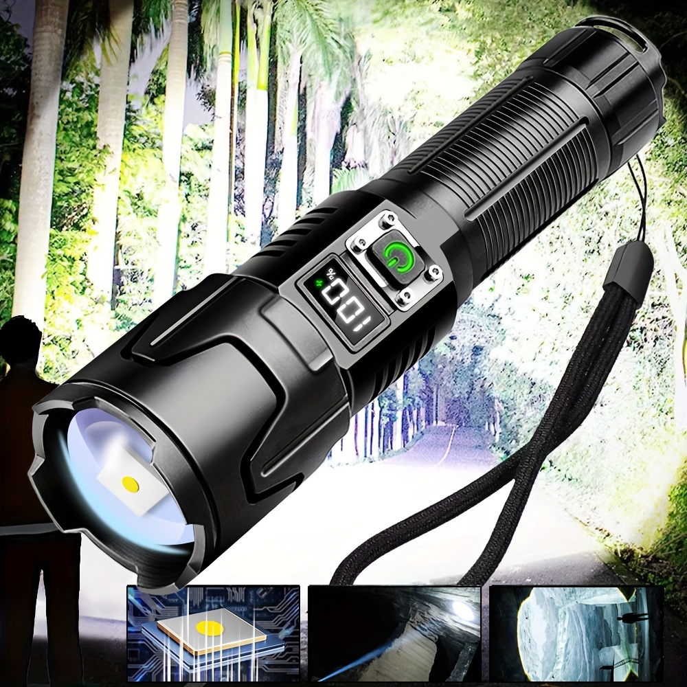 Linterna LED recargable, linternas USB súper brillantes, lámpara portátil  de mano de alto lúmenes, luz táctica con luz lateral, linterna de camping  de