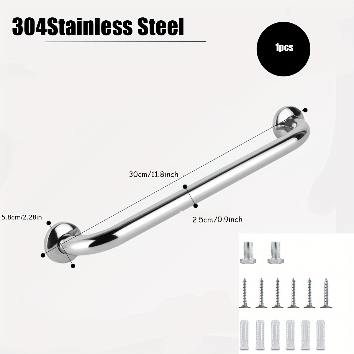 304 Stainless Steel Bathroom Grab Bars, Anti-slip Bathroom Accessible Shower  Bars, Elderly Safety Tub And Shower Bars - Temu