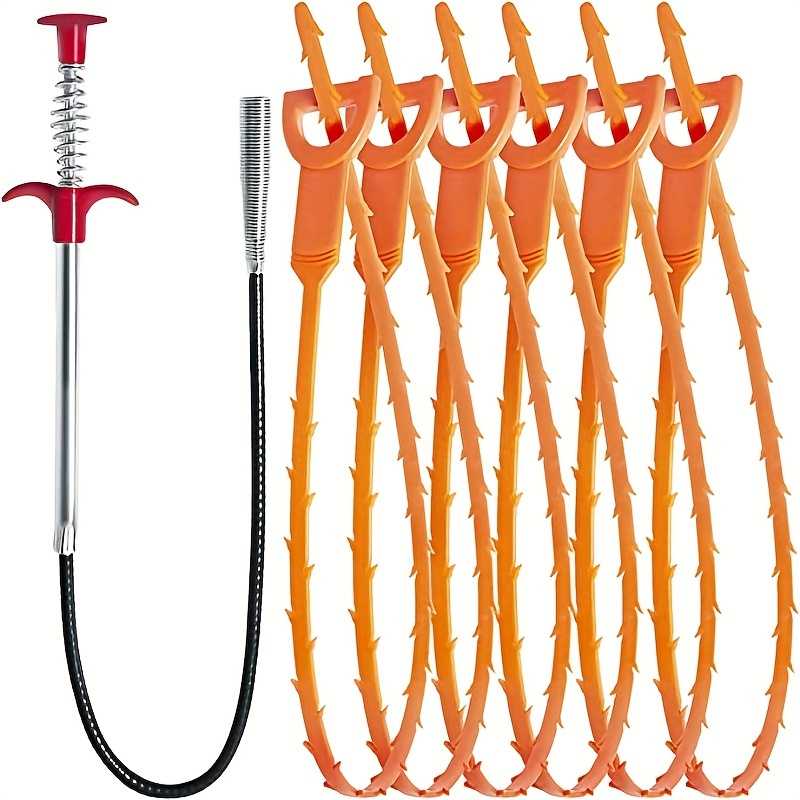 3 Pack 19.6 Inch Drain Snake Hair Drain Clog Remover Cleaning  Tool,orange,pp With Good Toughness