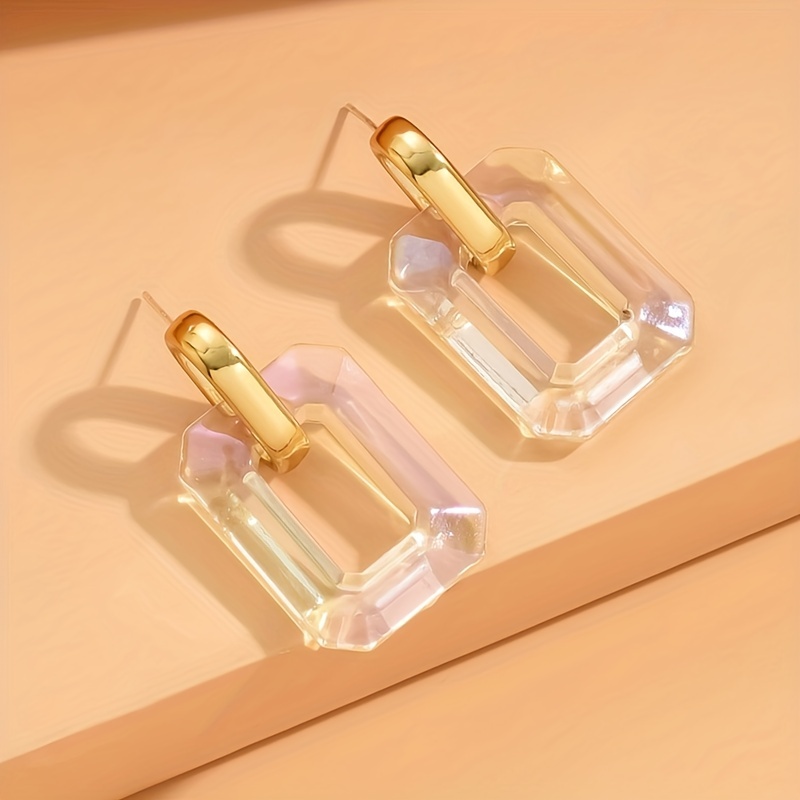 Acrylic Earrings Minimalist Style Studs with Golden Tone Hooks