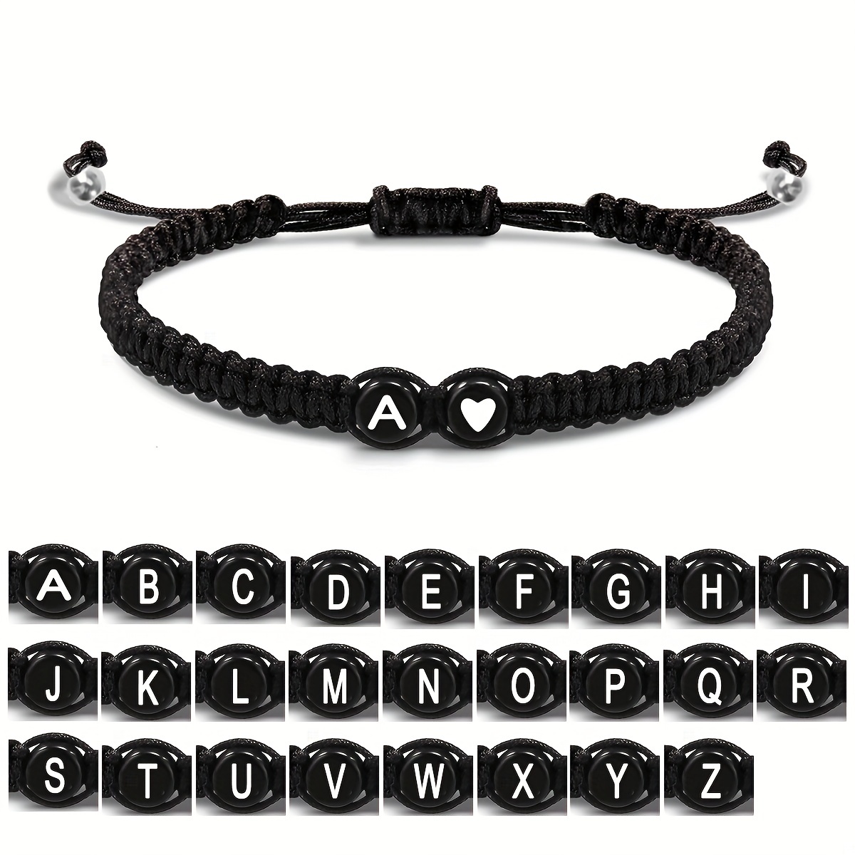 1pc Letter Beads Braided Bracelet Adjustable Friendship Hand Rope