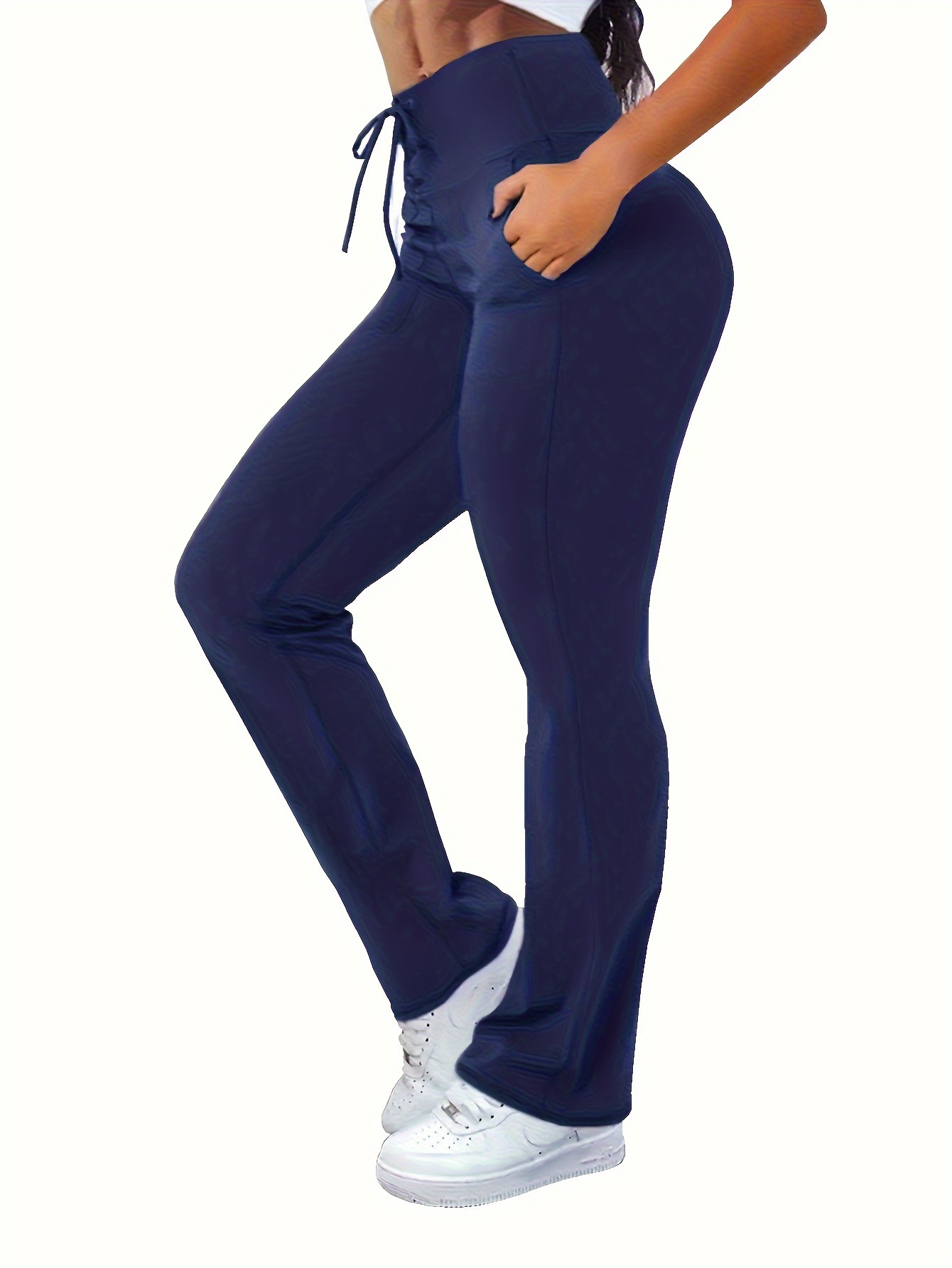 Plus Size Sports Pants Women's Plus Solid Stitching V - Temu