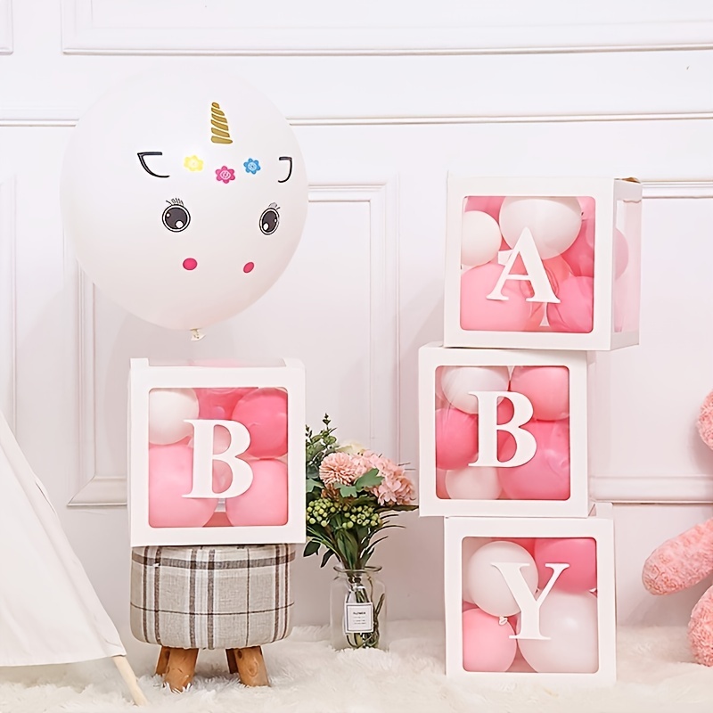 Kit de decoración de revelación de género con globo de revelación de  género, caja de bebé con letras, globos rosas y azules, globos de aluminio  para
